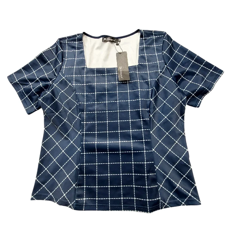 Navy Top Short Sleeve Allegra K, Size Xl