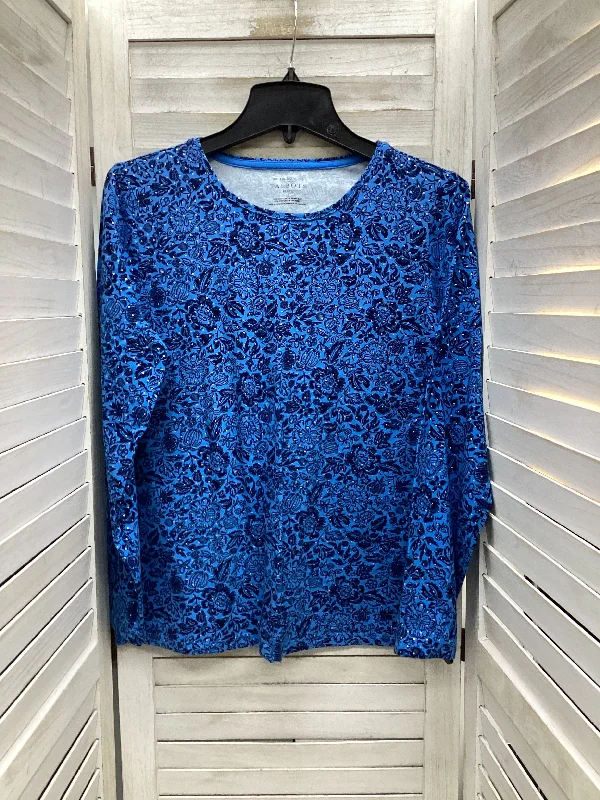 Top Long Sleeve By Talbots In Blue, Size: L