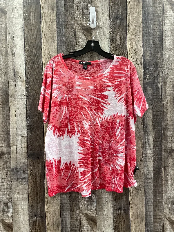 Red & White Top Short Sleeve Inc, Size 2x