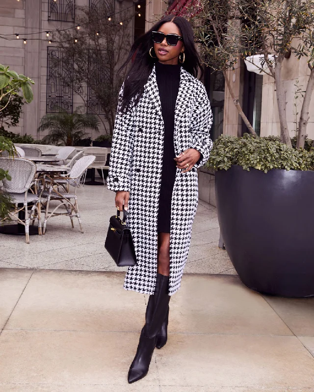 Holiday Glam Street of Dreams Houndstooth Trench Coat