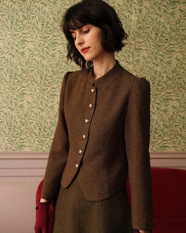 Dreamy Draping The Solid Retro Single-breasted Tweed Jacket