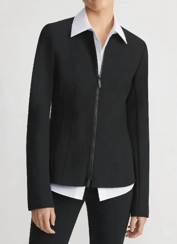 Athleisure Wear Promotion Zip Front Fitted Jacket In Black