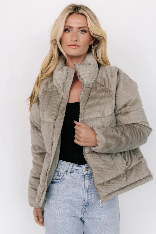 Wardrobe Refresh Holden Corduroy Puffer Jacket | Dusty Sage