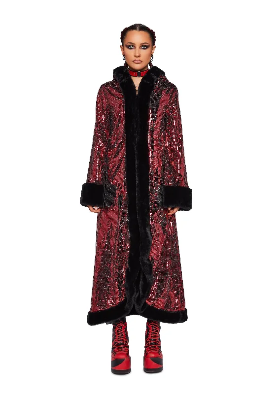 Seasonal Fashion Disco Fusion Hooded Duster - Red