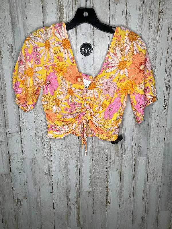 Floral Print Top Short Sleeve H&m, Size S