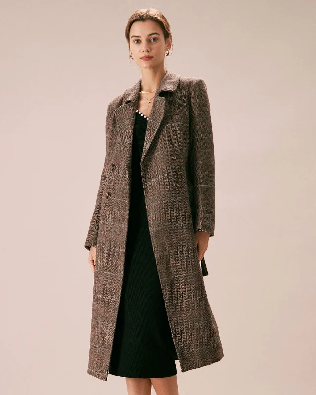 Seasonal Trend The Coffee Lapel Belted Double Breasted Coat