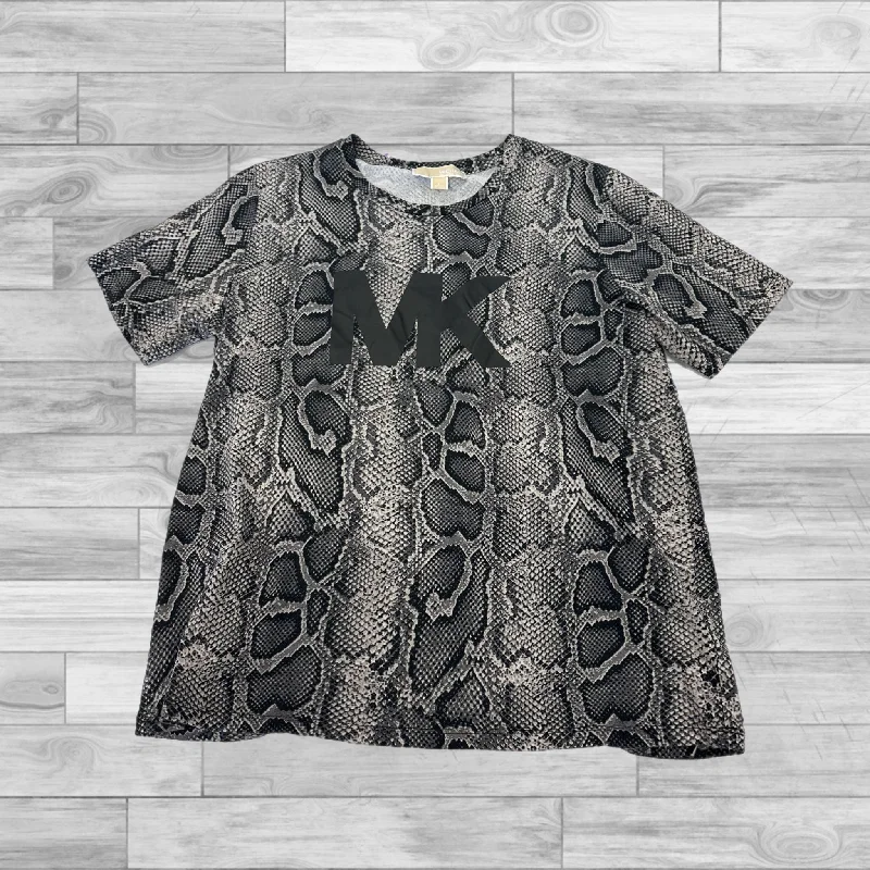 Snakeskin Print Top Short Sleeve Basic Michael By Michael Kors, Size L