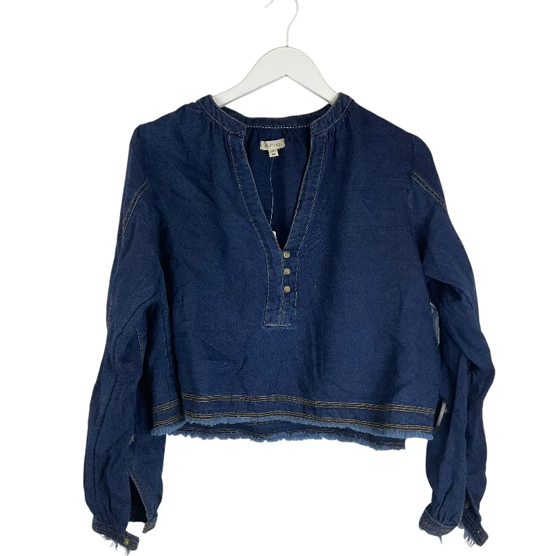 Top Long Sleeve By Pilcro In Blue Denim, Size: Xs