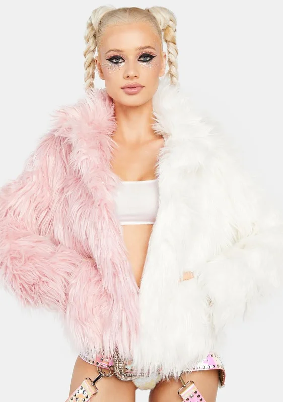 Mother's Day Special Blush Balancing Act Faux Fur Jacket