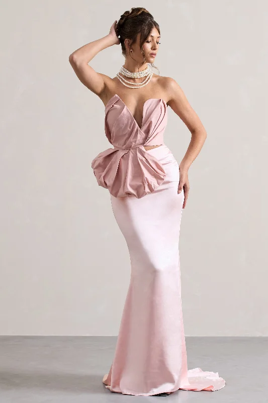 Floral Style Couture | Pink Satin Maxi Skirt