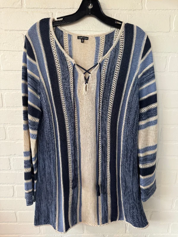 Sweater By Hannah In Blue & Cream, Size: Xl