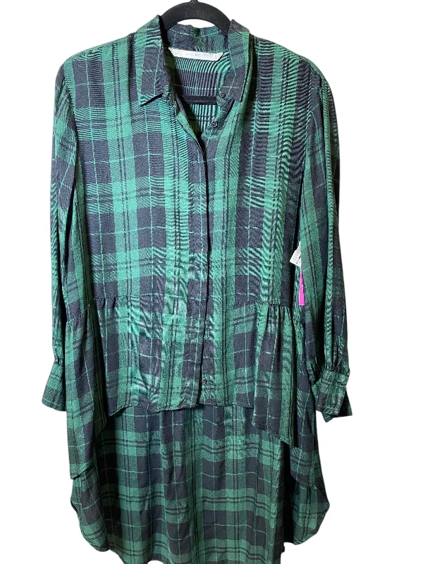 Tunic Long Sleeve By Zara In Plaid Pattern, Size: M