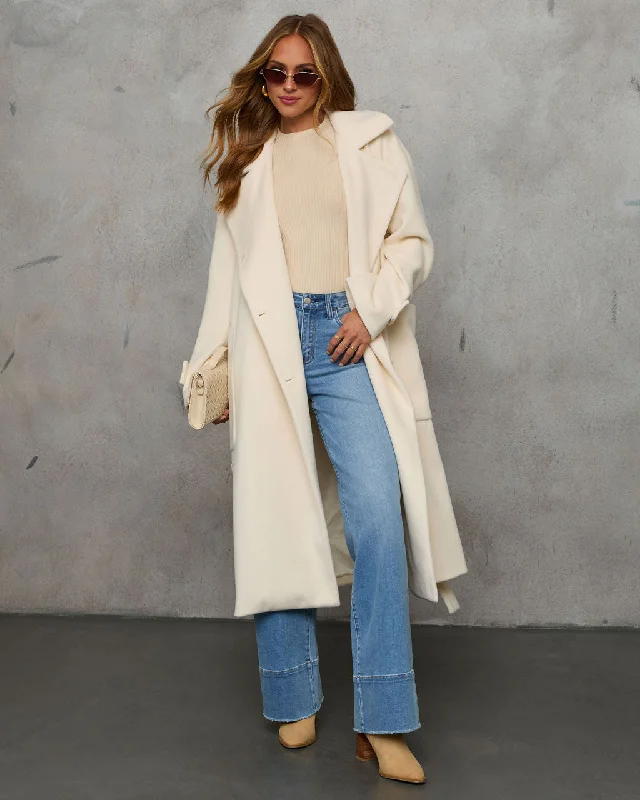 Flowing Silhouette Winter Retreat Belted Wool Coat