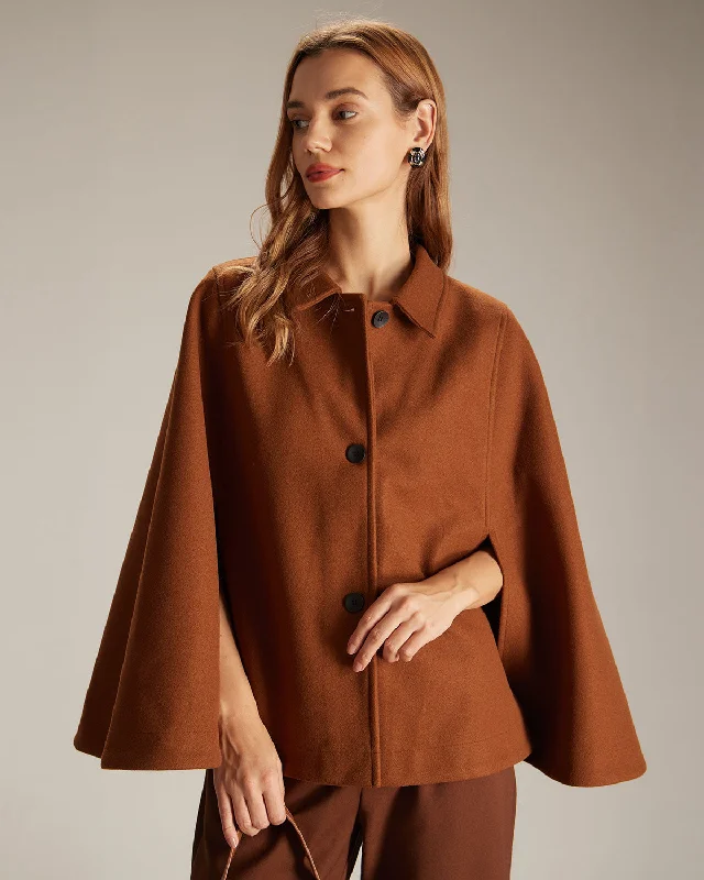 Romantic Date - Night Ensemble The Brown Collared Single Breasted Cape