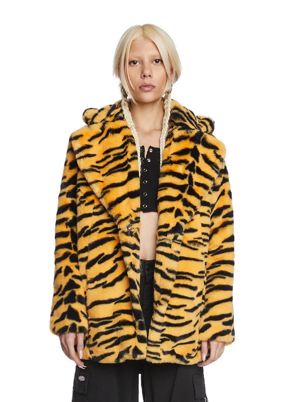 Boutique Styles Tiger Hendrix Faux Fur Coat