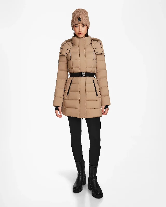 Season Sale FRIDA M WOMEN'S MATTE BELTED MID-LENGTH DOWN PUFFER