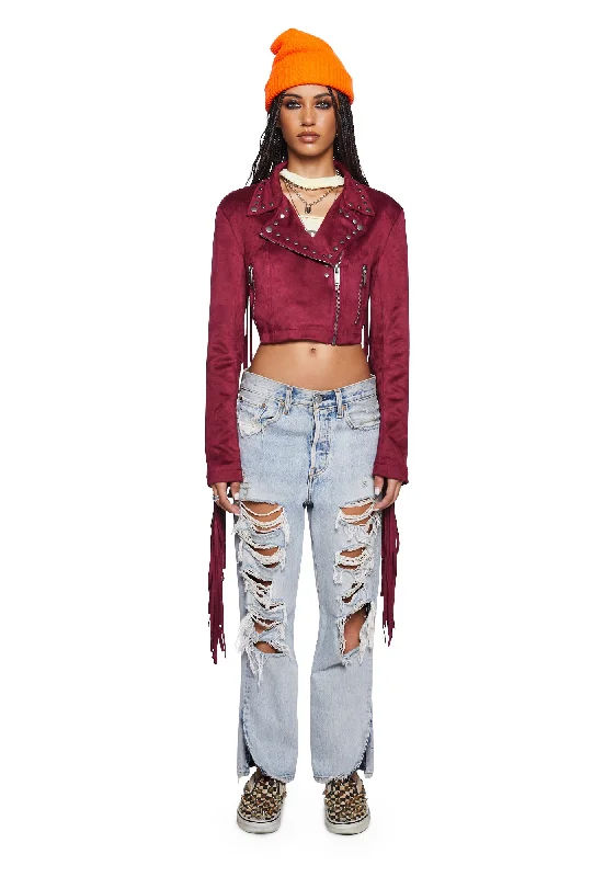 Subtle Sophistication Rebel Takeover Fringe Moto Jacket