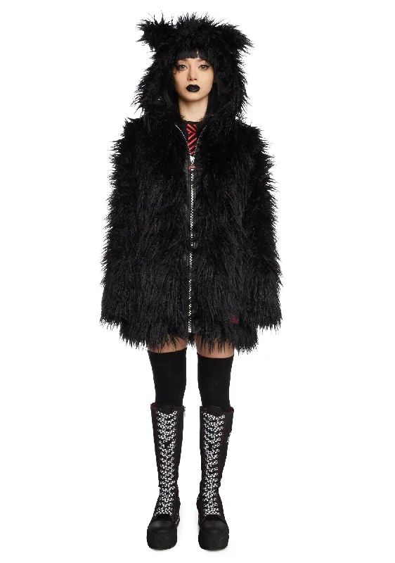 Limited Time Offers Don't Bother Meow Faux Fur Jacket