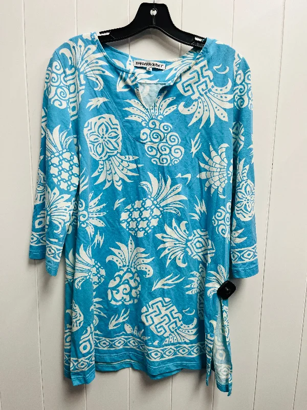 Tunic Long Sleeve By barbara gerwit In Blue & White, Size: Xl