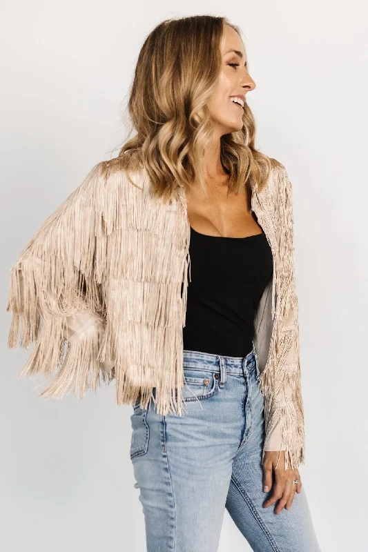 Urban Femme Streetwear Sheridan Fringe Jacket | Champagne