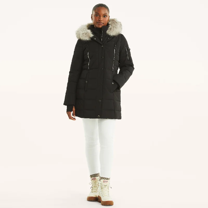 Fashion Sale Nautica Womens Faux Shearling Hood Puffer Jacket