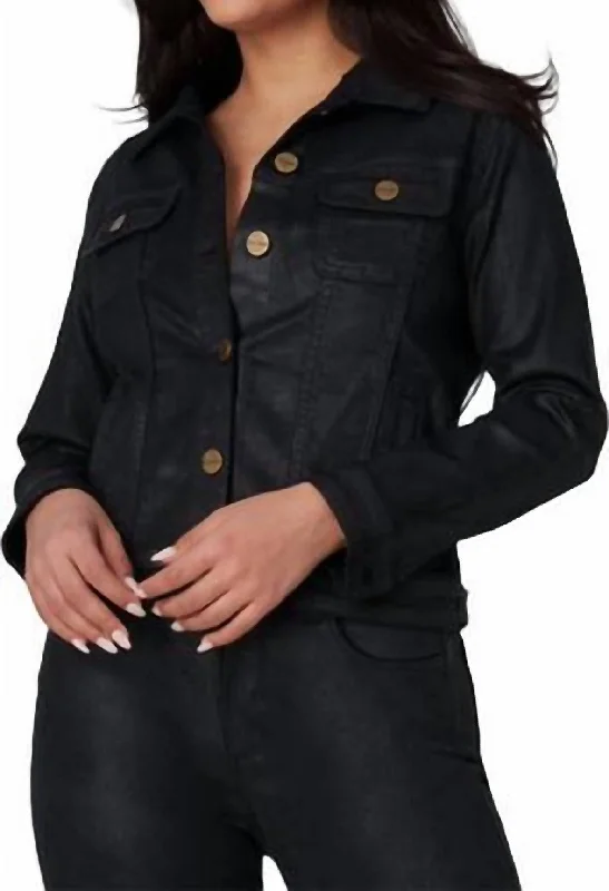 Budget Friendly Fashion Gabriella Denim Jacket In Coated Black