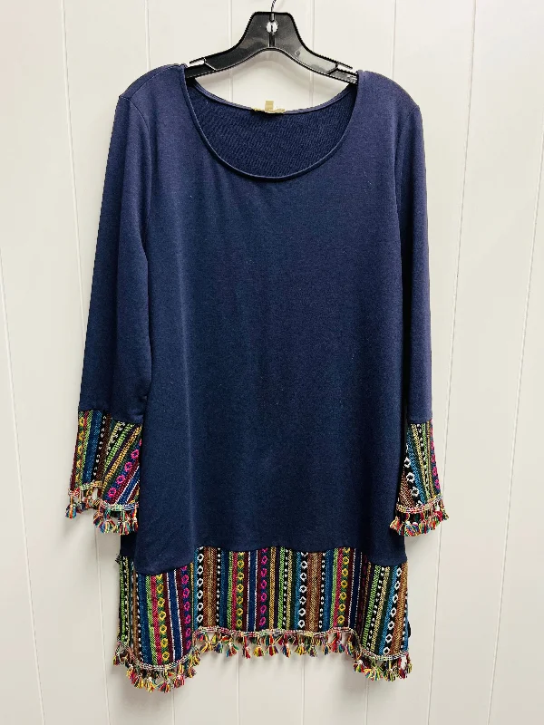 Tunic Long Sleeve By Easel In Blue, Size: L