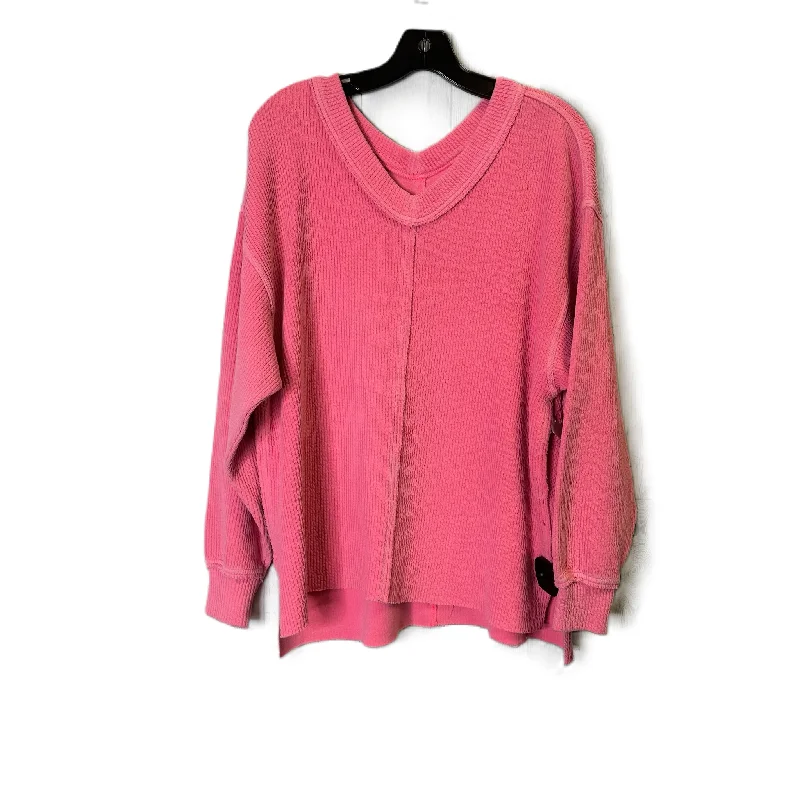 Top Long Sleeve By Aerie In Pink, Size: S