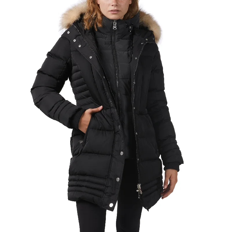 Seasonal Sale Pajar Women’s Discovery Mix Quilted Puffer with Hooded Detachable Bib