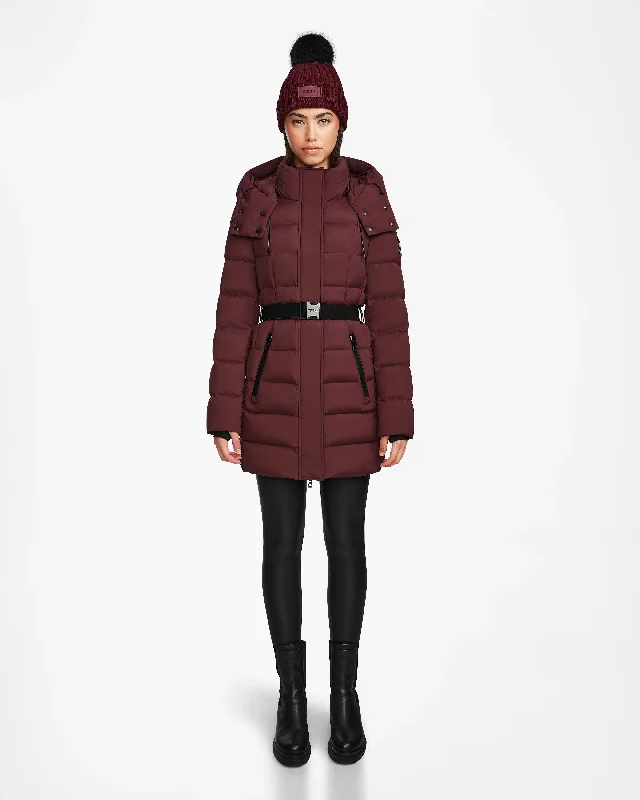 Versatile Outfits FRIDA M WOMEN'S MATTE BELTED MID-LENGTH DOWN PUFFER