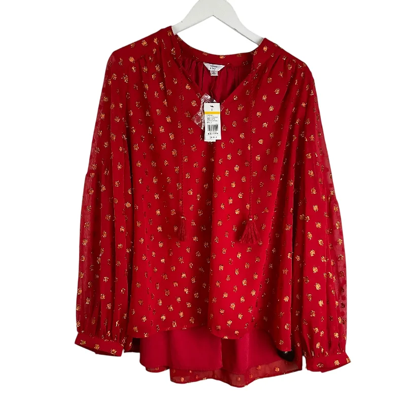 Top Long Sleeve By Crown And Ivy In Red, Size: L