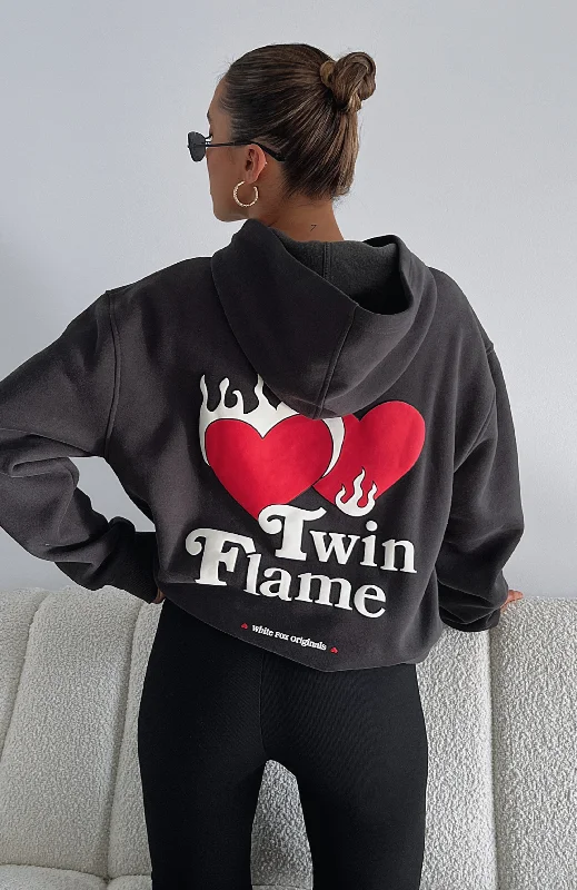 Exclusive Discount Twin Flame Oversized Hoodie Charcoal