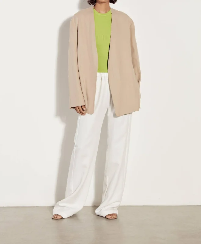 Lightweight Fabric Twill Belted Jacket In Clay