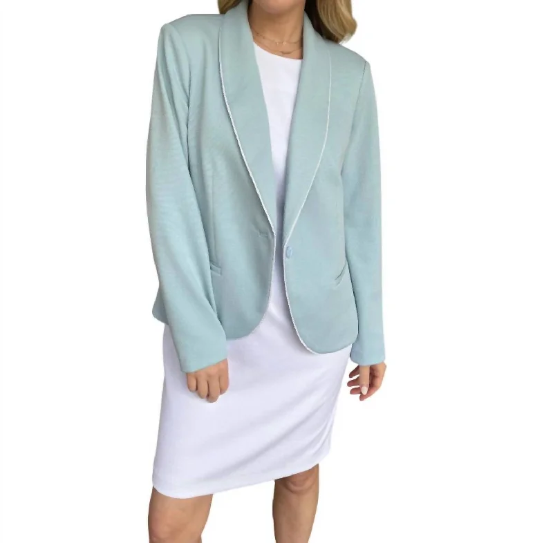 Hot Styles Cord Trim Lapel Blazer In Blue