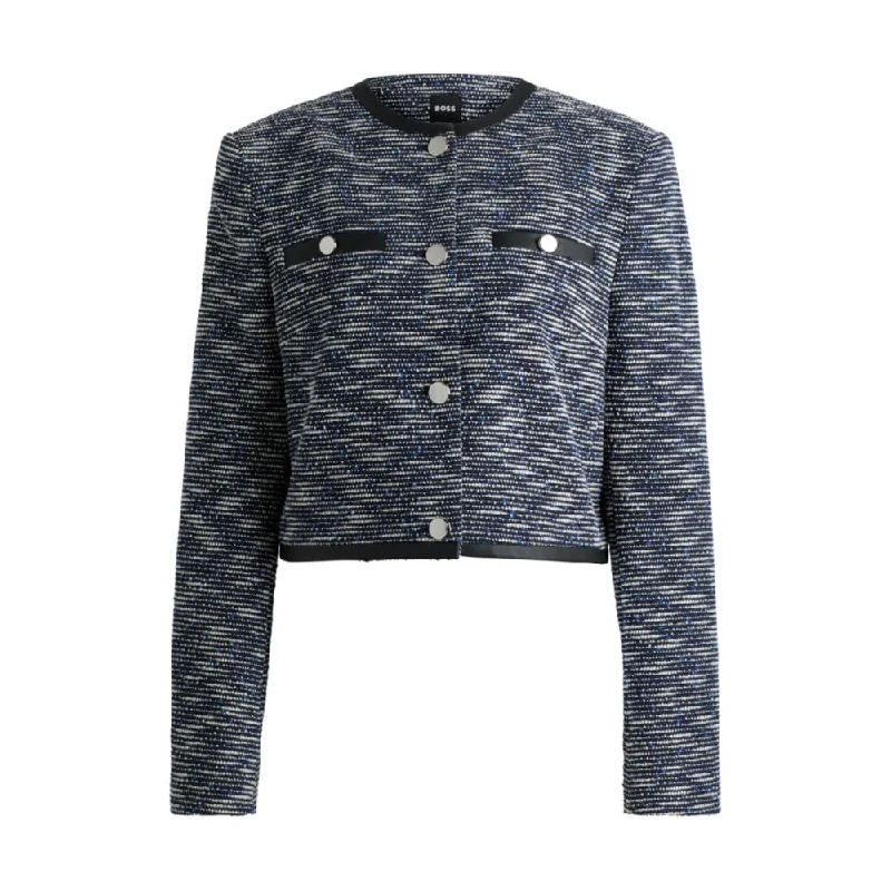 Elegant Styles Cropped jacket in cotton tweed