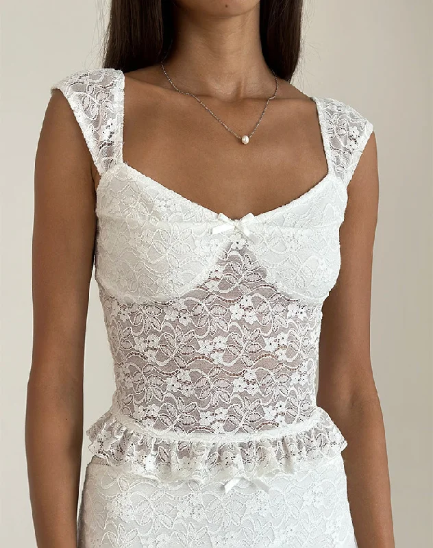 Chic Trend Collection Brietta Cami Top in Lace Ivory