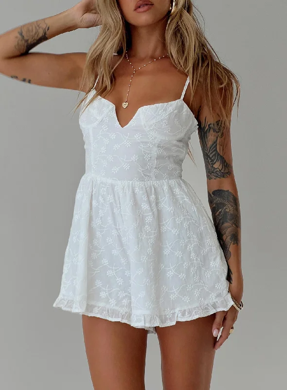 Grab Romantic Date - Night Styles Now Jaziel Romper White