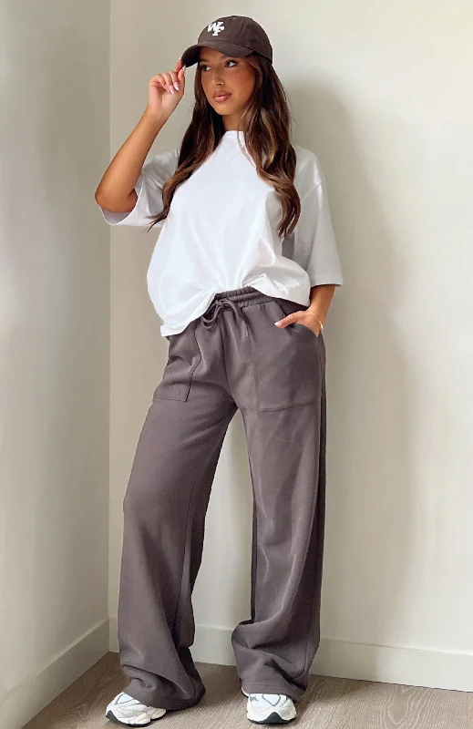 Latest Trends You'd Love It Here Wide Leg Sweatpants Charcoal