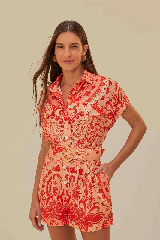 Effortless Everyday Wear Red Jaipur Romper