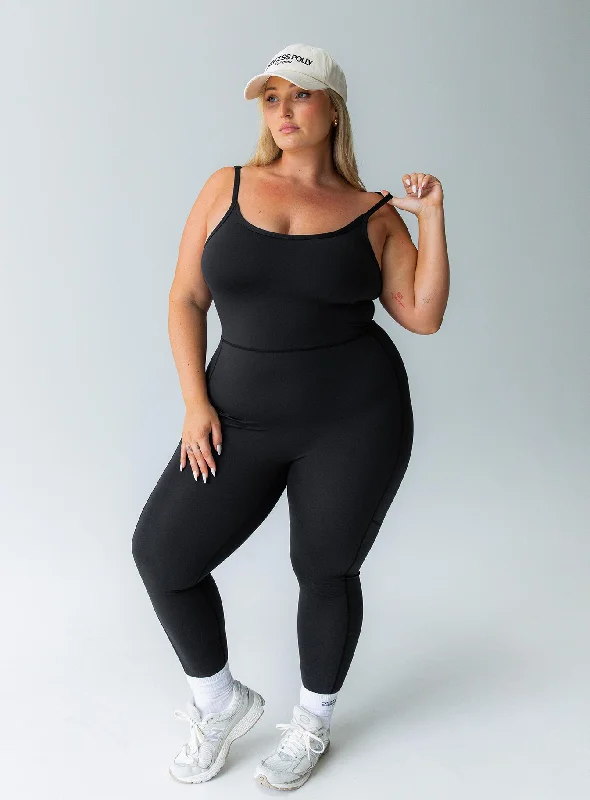 Mid Season Sale Go Getter Activewear Jumpsuit Black Curve