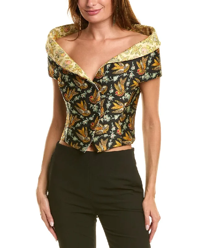 Chic Trend Collection Etro Jacquard Off-The-Shoulder Jacket