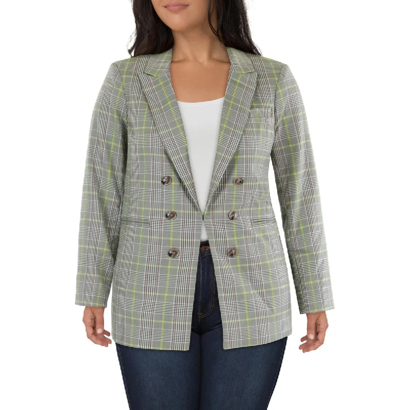 Mid Season Sale Womens Plaid Work Day Wear One-Button Blazer