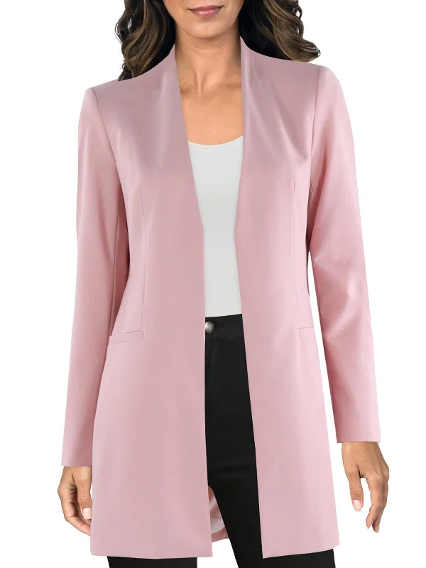 You'Ll Love Us Because Womens Collarless Suit Separate Open-Front Blazer