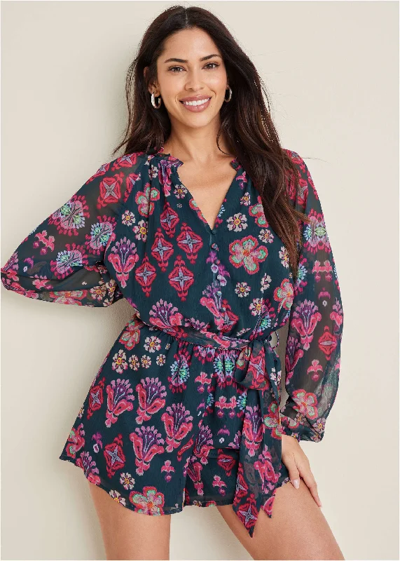 Clearance Sale, All Cheap Crinkle Chiffon Romper - Modern Folk Floral