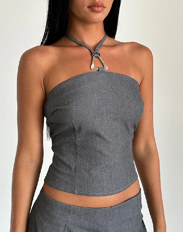 Fashion-Forward Lakia Top in Tailoring Charcoal