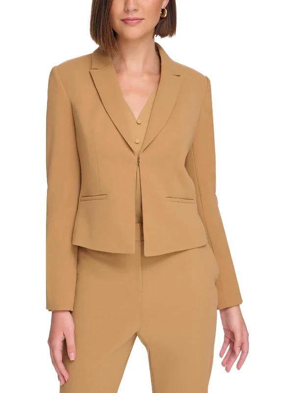 Limited Stock, Big Discounts Petites Womens Collar Crepe Open-Front Blazer