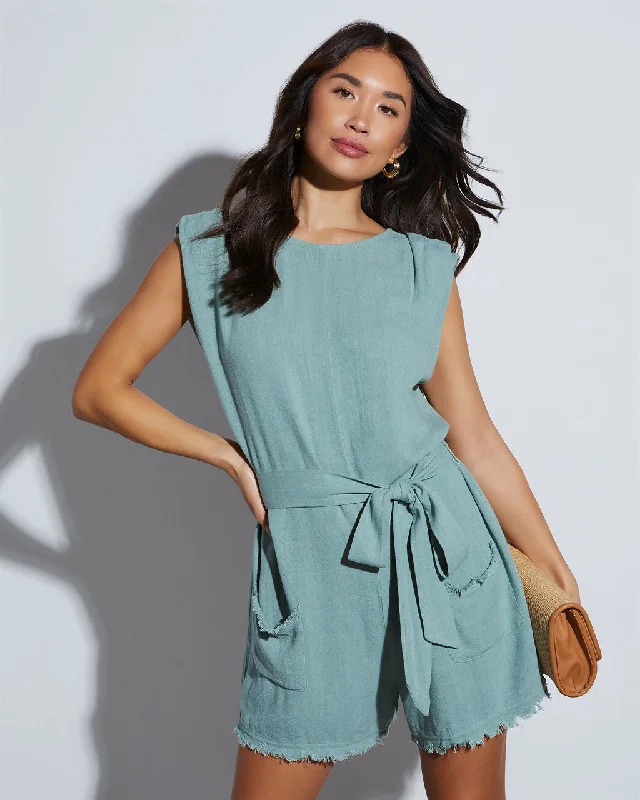 Beat The Heat In Tropical Styles Mikaela Tie Waist Romper