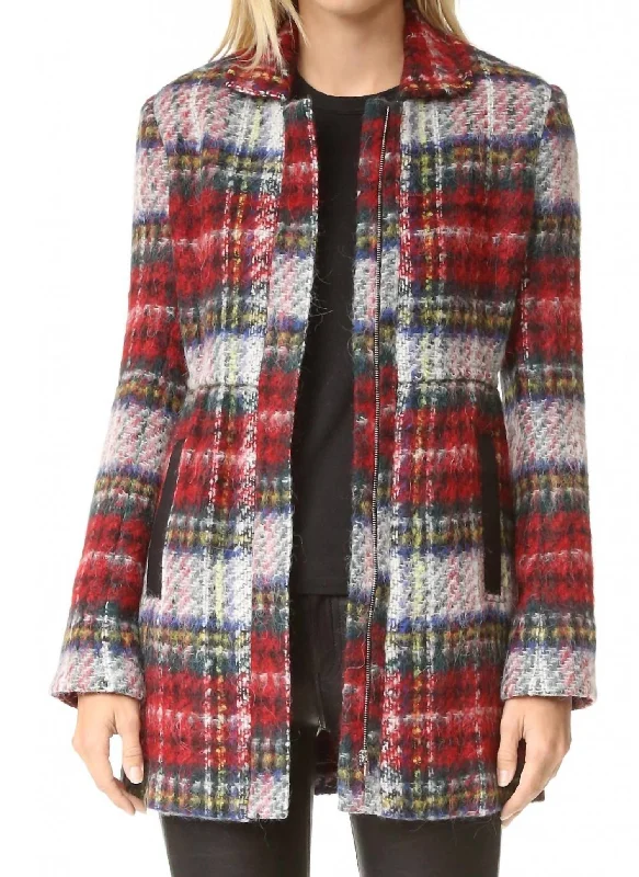 The Epitome Of Modern Women's Fashion Martine Zip-Front Coat In Multi