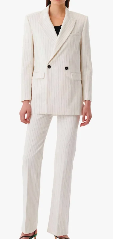 Exclusive Designer Collection Edda Striped Suit Jacket In Off White/black