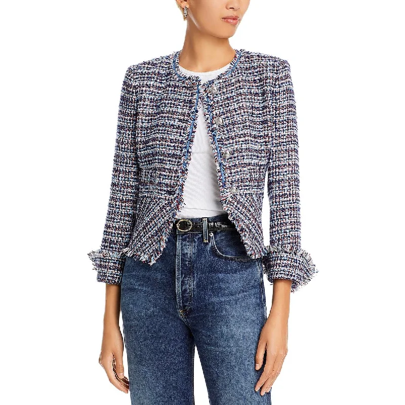 Beat The Heat In Tropical Styles Elizabeth Womens Tweed Office Collarless Blazer